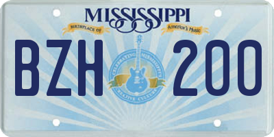 MS license plate BZH200