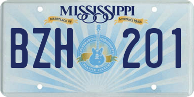MS license plate BZH201
