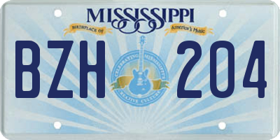 MS license plate BZH204