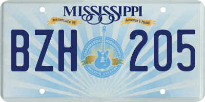 MS license plate BZH205
