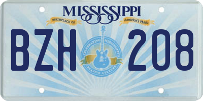 MS license plate BZH208