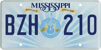 MS license plate BZH210