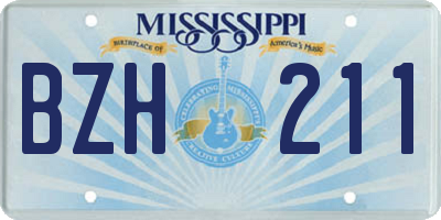 MS license plate BZH211