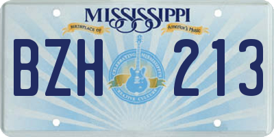 MS license plate BZH213