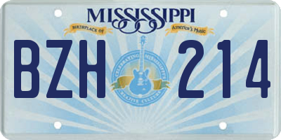 MS license plate BZH214