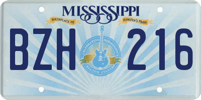 MS license plate BZH216