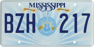 MS license plate BZH217