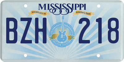 MS license plate BZH218