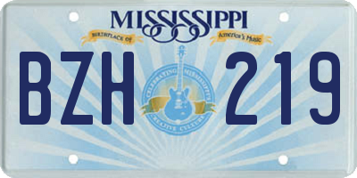 MS license plate BZH219