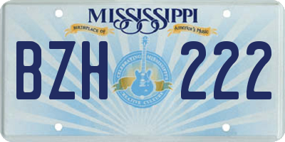MS license plate BZH222