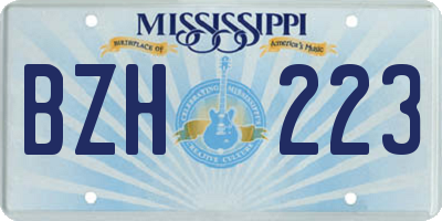 MS license plate BZH223