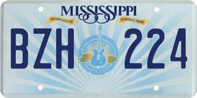 MS license plate BZH224