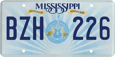 MS license plate BZH226