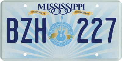 MS license plate BZH227