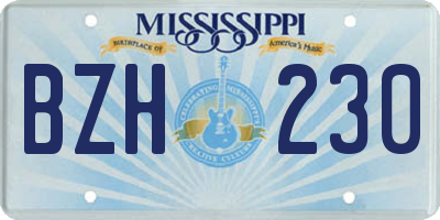 MS license plate BZH230