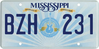 MS license plate BZH231