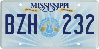 MS license plate BZH232