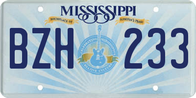 MS license plate BZH233
