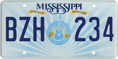 MS license plate BZH234