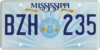 MS license plate BZH235