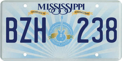 MS license plate BZH238