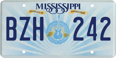 MS license plate BZH242