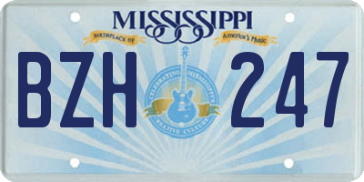 MS license plate BZH247