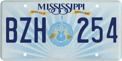 MS license plate BZH254