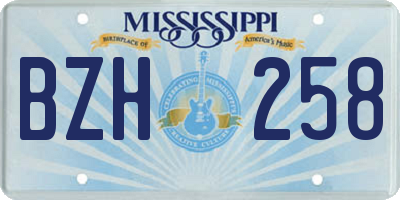 MS license plate BZH258