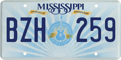 MS license plate BZH259