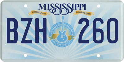 MS license plate BZH260