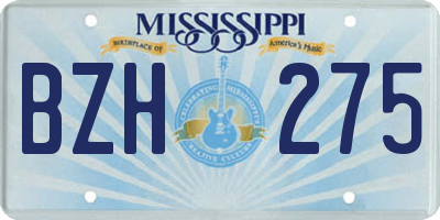MS license plate BZH275