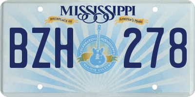 MS license plate BZH278