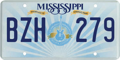 MS license plate BZH279