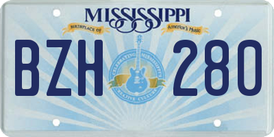 MS license plate BZH280