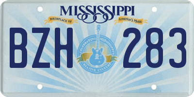 MS license plate BZH283