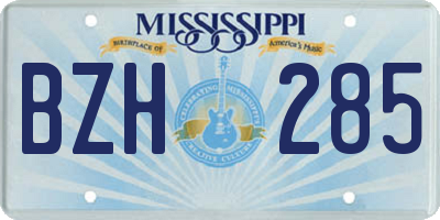 MS license plate BZH285
