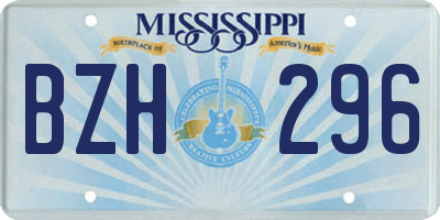 MS license plate BZH296
