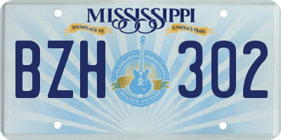 MS license plate BZH302
