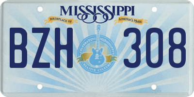 MS license plate BZH308