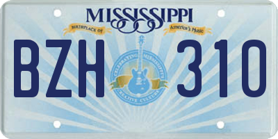 MS license plate BZH310