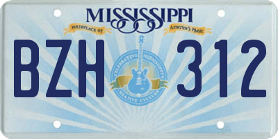 MS license plate BZH312