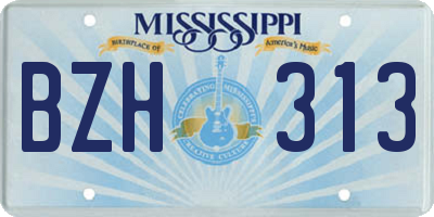 MS license plate BZH313