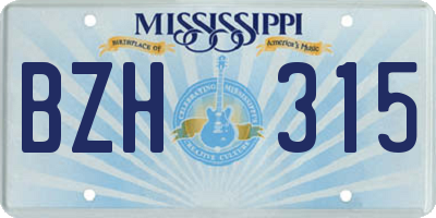 MS license plate BZH315