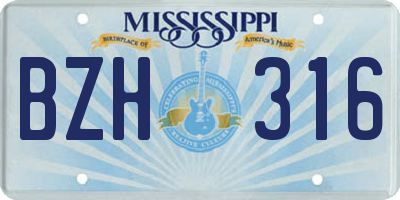 MS license plate BZH316