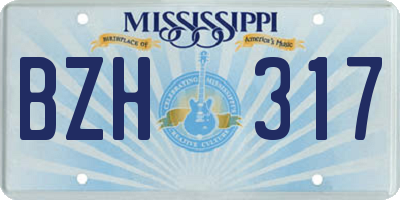MS license plate BZH317
