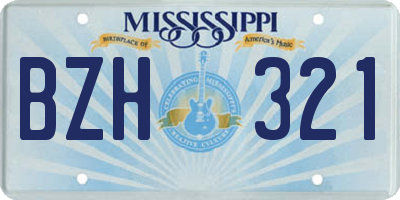 MS license plate BZH321