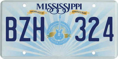 MS license plate BZH324