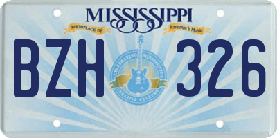 MS license plate BZH326