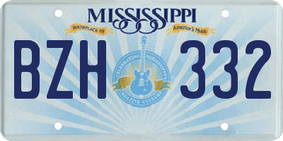 MS license plate BZH332